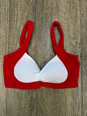 Cross Over Sports Bra- White and Red